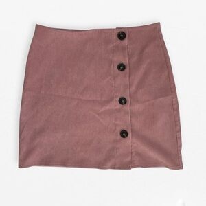 Pink Corduroy mini skirt with button accents S